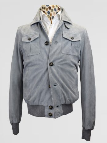 2BB – Blouson Barba daim gris clair