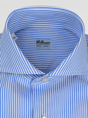 11CHW – Chemise Willman à rayures bâton bleue ciel