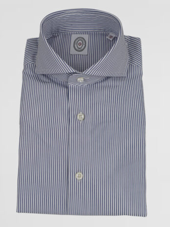 2CBZ – Chemise Bolzonella marine à rayures fines