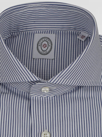 2CBZ – Chemise Bolzonella marine à rayures fines