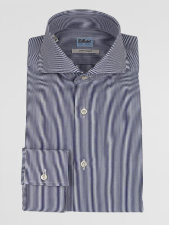 4CHW – Chemise Willman bleue marine à rayures