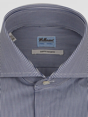 4CHW – Chemise Willman bleue marine à rayures