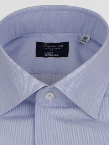 5CF – Chemise Finamore micro rayures bleue ciel