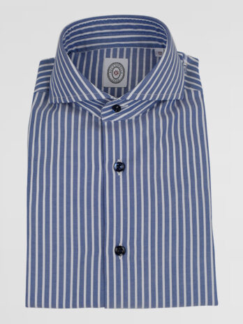 6CBZ – Chemise Bolzonella bleue à rayures blanche