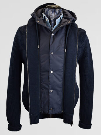 3BH – Blouson à capuche  Herno bleu marine