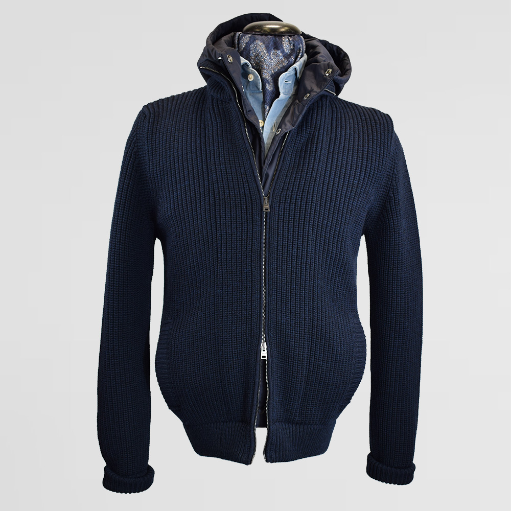 3BH - Blouson à capuche Herno bleu marine – Image 4