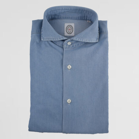 4CBZ - Chemise Bolzonella denim bleu clair