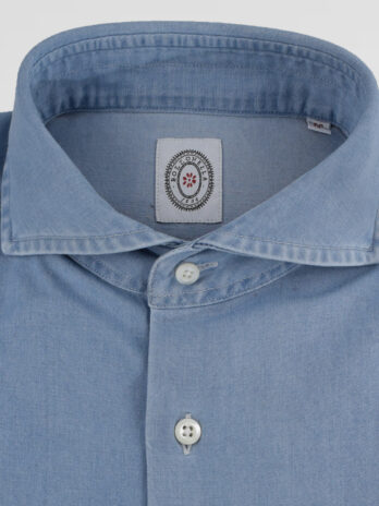 4CBZ – Chemise Bolzonella denim bleu clair