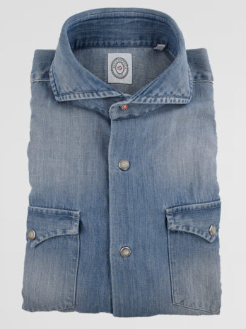6CBZ – Chemise Bolzonella denim bleu lavée