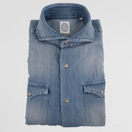 6CBZ - Chemise Bolzonella denim bleu lavée