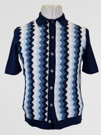 4CHPO – Chemise polo à motifs bleu