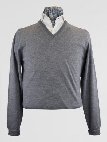 2PUW – Pull Willman col en V gris