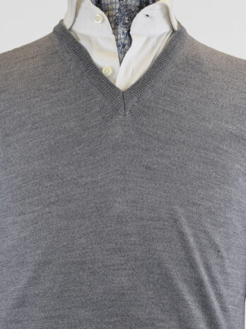 2PUW – Pull Willman col en V gris