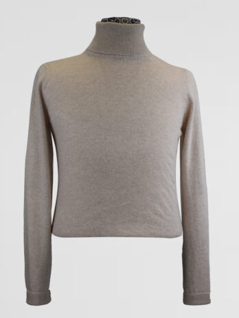 6PUW- Pull Willman col roulé beige